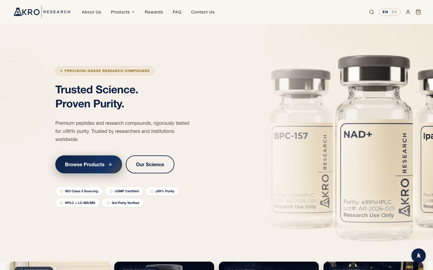 AkroResearch.com homepage